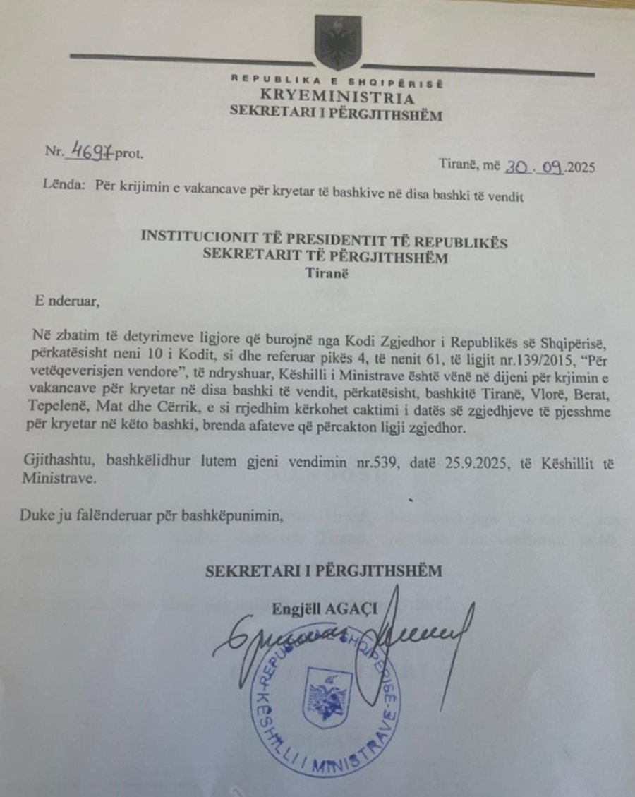 Veliaj ankimoi shkarkimin, Rama dorëzon në presidencë vakancat