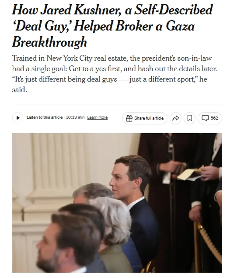 NYT: Roli kyç i Jared Kushner në marrëveshjen e Gazës! Pse