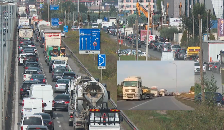 Punimet në rrugën Tiranë-Durrës, kolaps total i qarkullimit,
