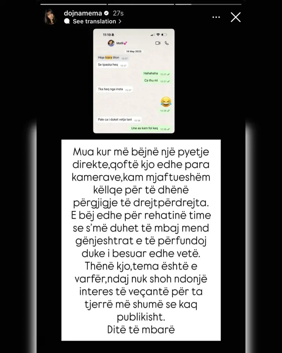 Dojna Mema reagon pas deklaratave të Kiara Titos: Kam mjaftueshëm