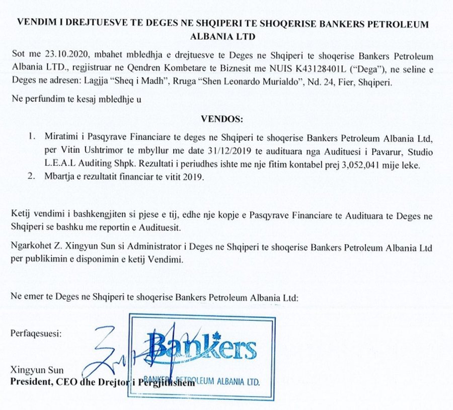Hije të forta skandali me "Bankers Petroleum", Prokuroria e