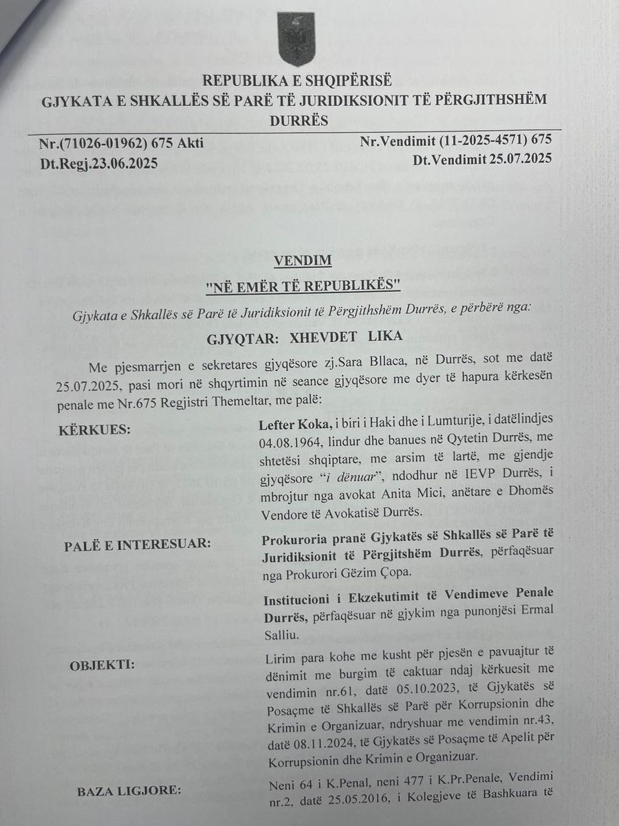 Lefter Koka drejt lirimit nga qelia?! Vendimi i gjyqtarit Xhevdet Lika për