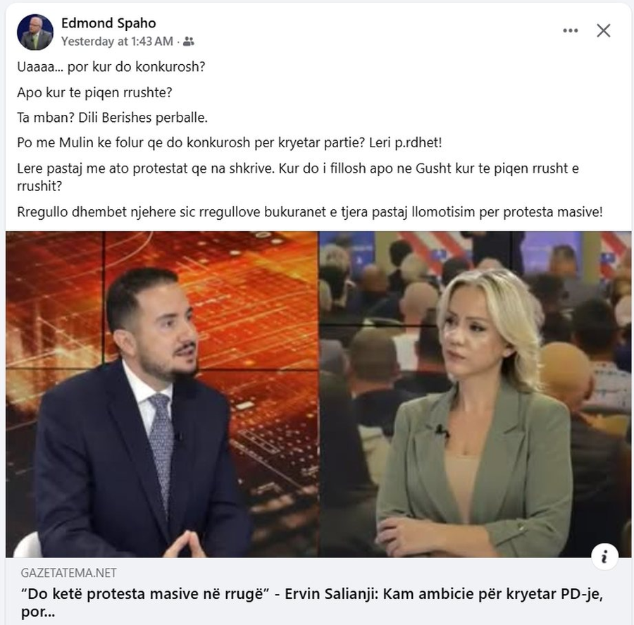 "Lëri p*rdhët", Salianji shprehu ambicie për të