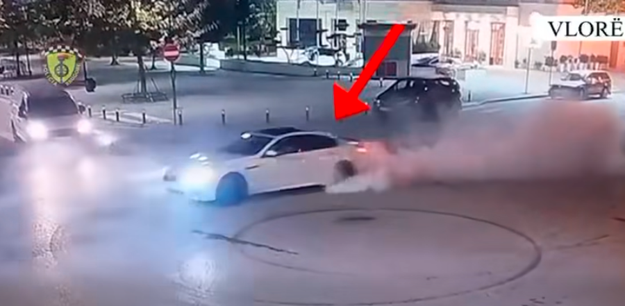 VIDEO/ Drift me "BMW" në mes të Vlorës, policia i heq