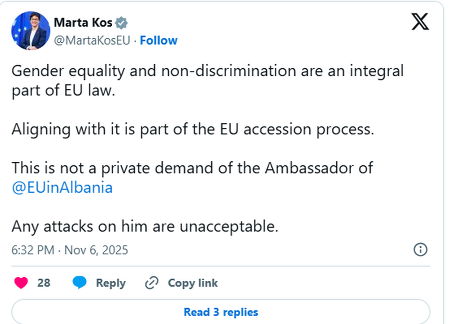 Berisha i përmendi orientimin seksual ambasadorit të BE, komisionerja: