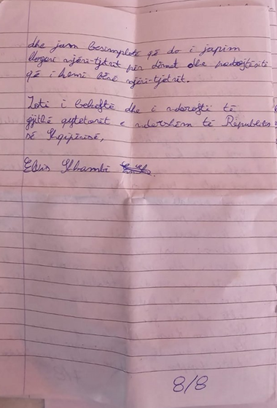 Vr*u gjyqtarin, Elvis Shkambi letër nga burgu: Do e përsëris sa