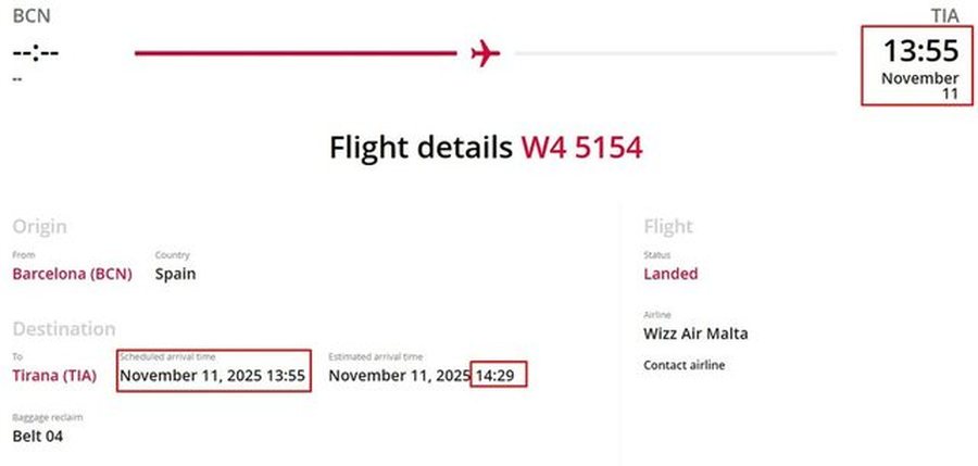 Gilmando Dani zbriti në aeroport 35 minuta para orarit të planifikuar,