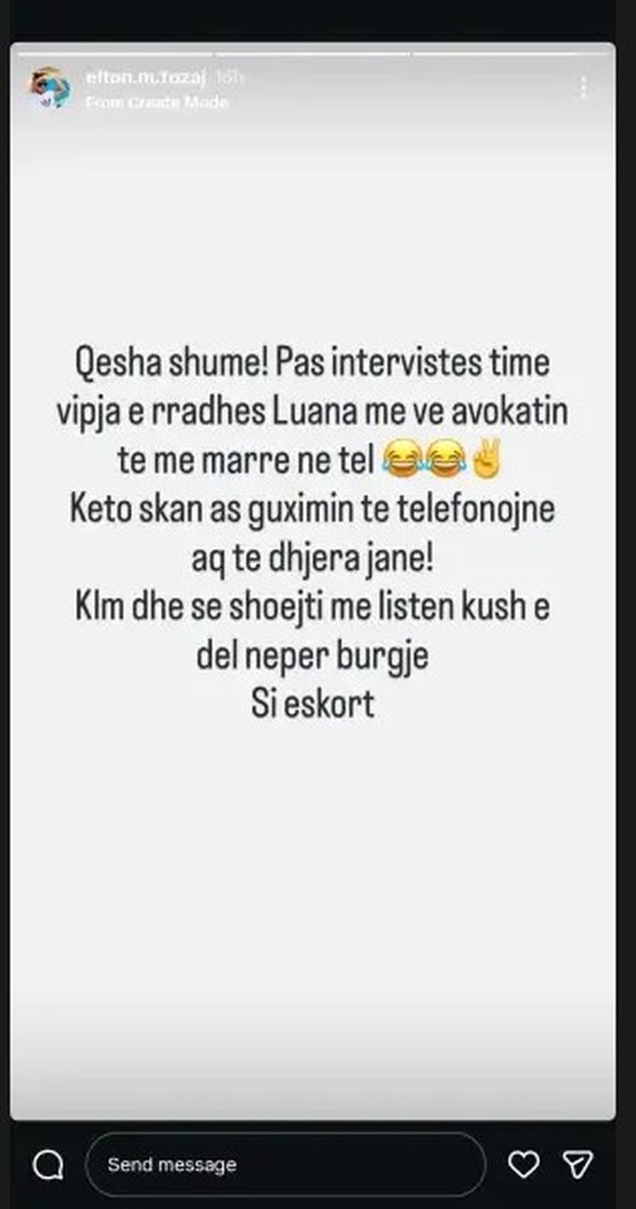 'Përndjek ish të dashurin'/ Luana Vjollca padit Elton