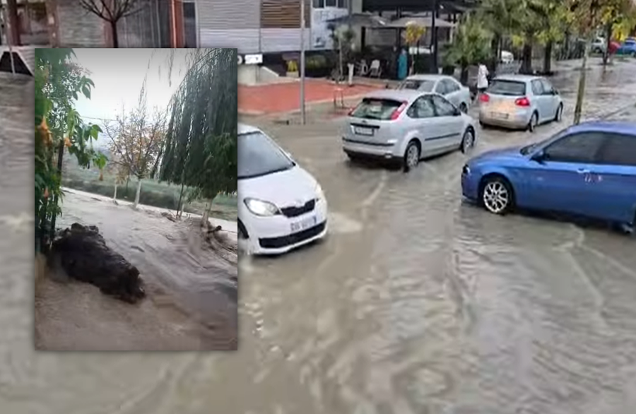 Moti i keq, përmbyten rrugët e Durrësit! Në Delvinë e