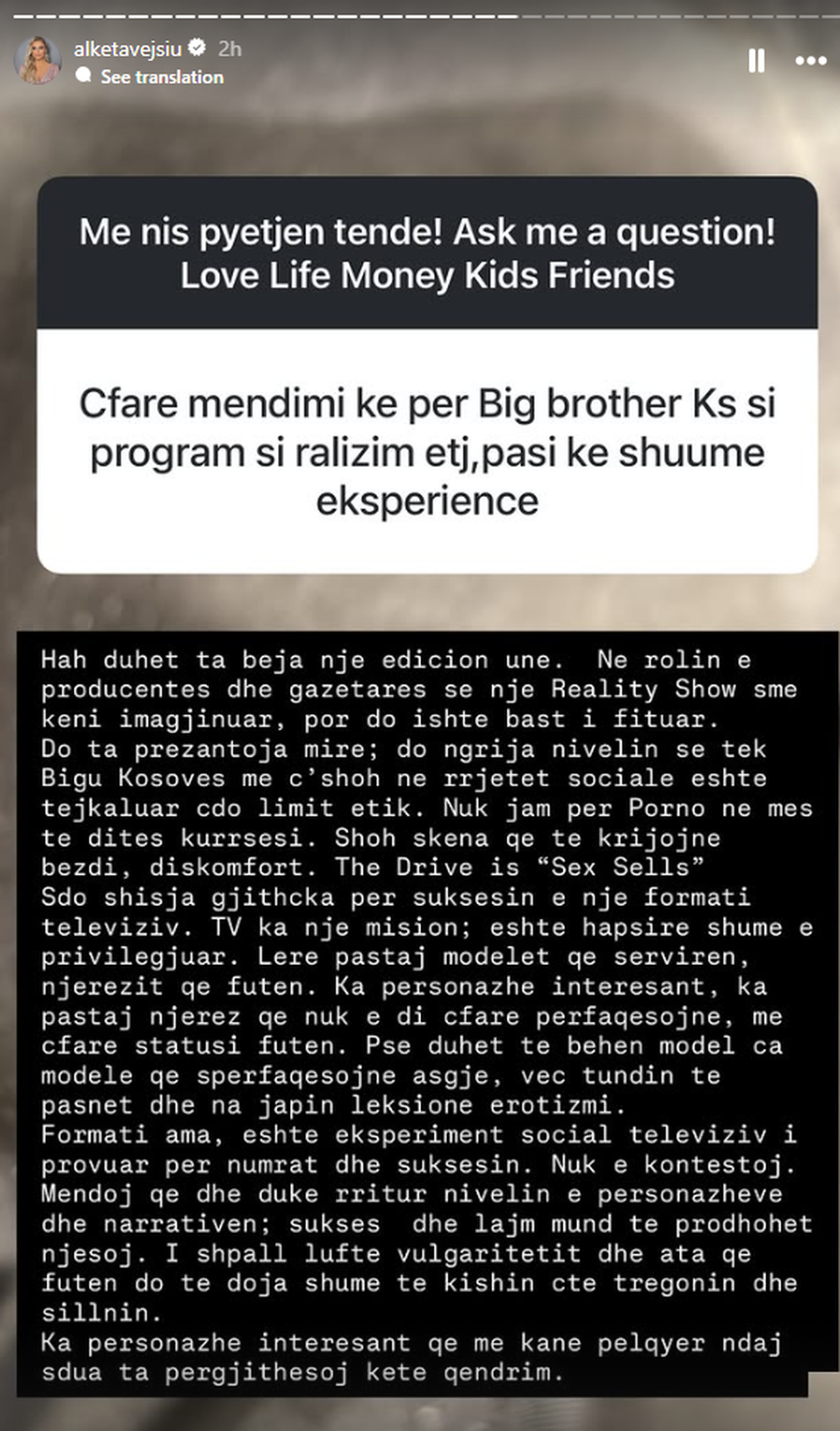 Alketa Vejsiu për 'BBVK 4': S'jam për p*rno në mes