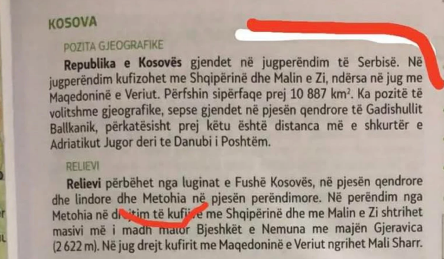 Skandali me tekstet e Gjeografisë në Maqedoninë e Veriut, Kosova