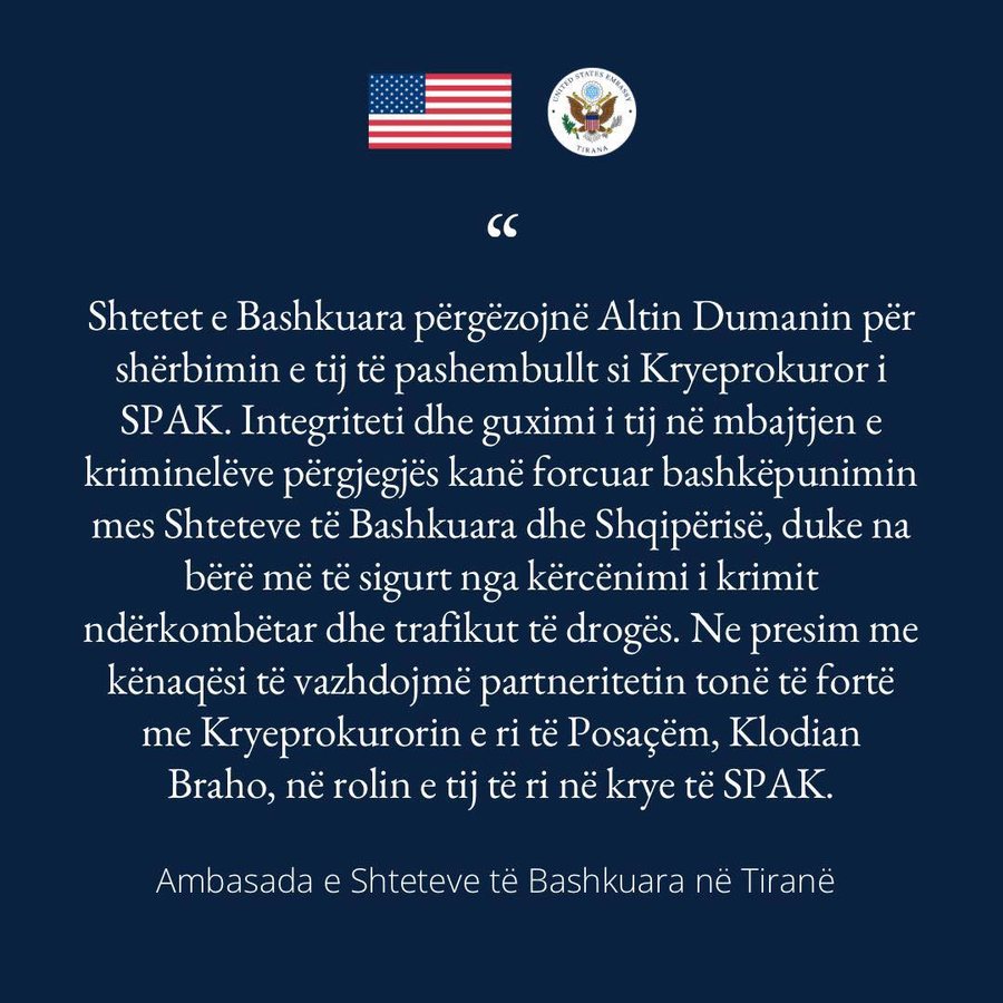 Klodian Braho në krye të SPAK, ambasada e SHBA-së: Presim të