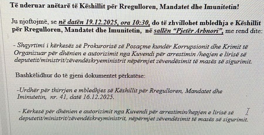 SPAK k&euml;rkoi heqjen e imunitetit dhe arrestimin e Ballukut, zbulohet data