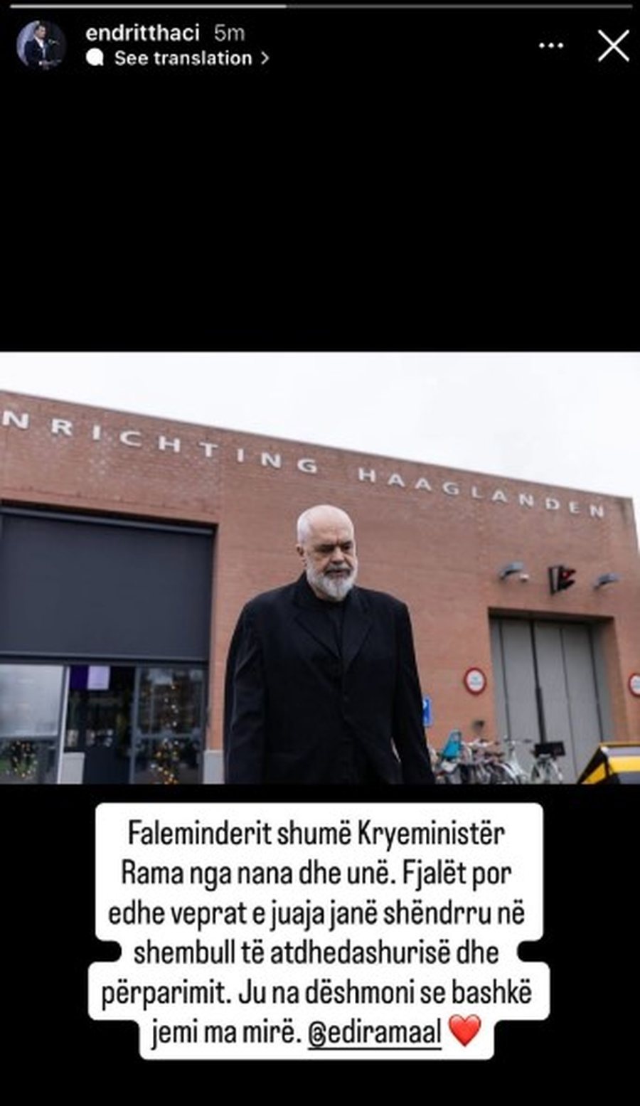 Djali i Hashim Thaçit falenderon Ramën pasi i vizitoi të atin