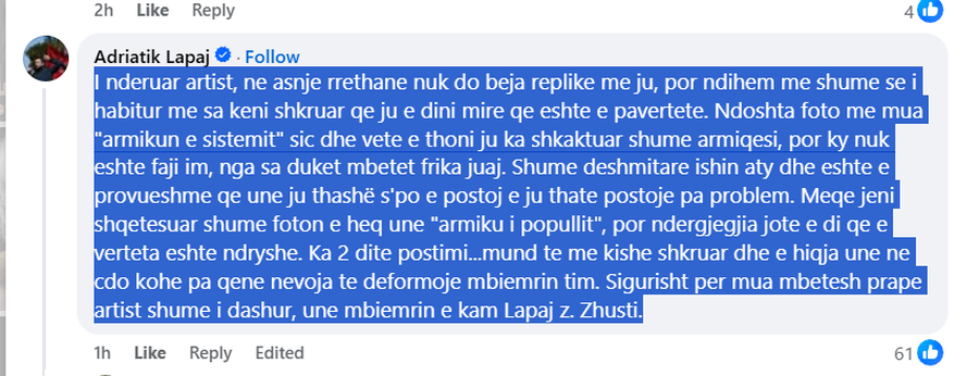 Lapaj postoi foton me Viktor Zhustin, reagon aktori: Eh mor Llapa, t&euml;