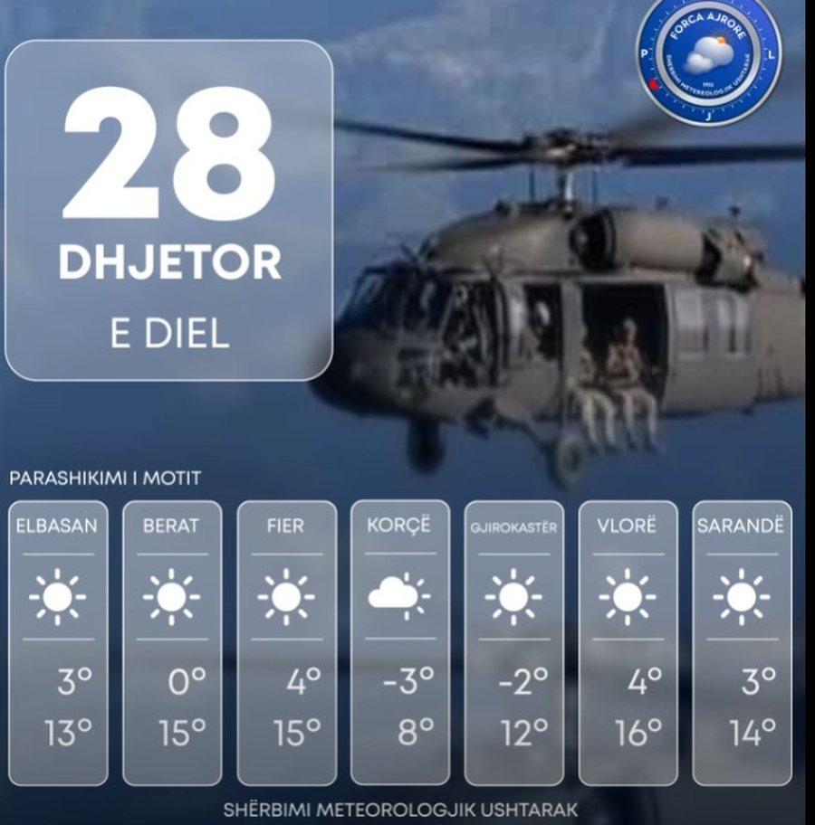 Mot i kthjell&euml;t por temperaturat do t&euml; zbresin deri n&euml; -3 &deg;C