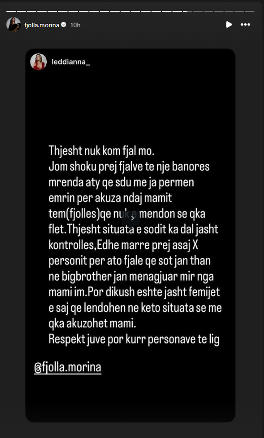 “Kam mbetur pa fjalë”/ Vajza e Fjolla Morinës flet pas