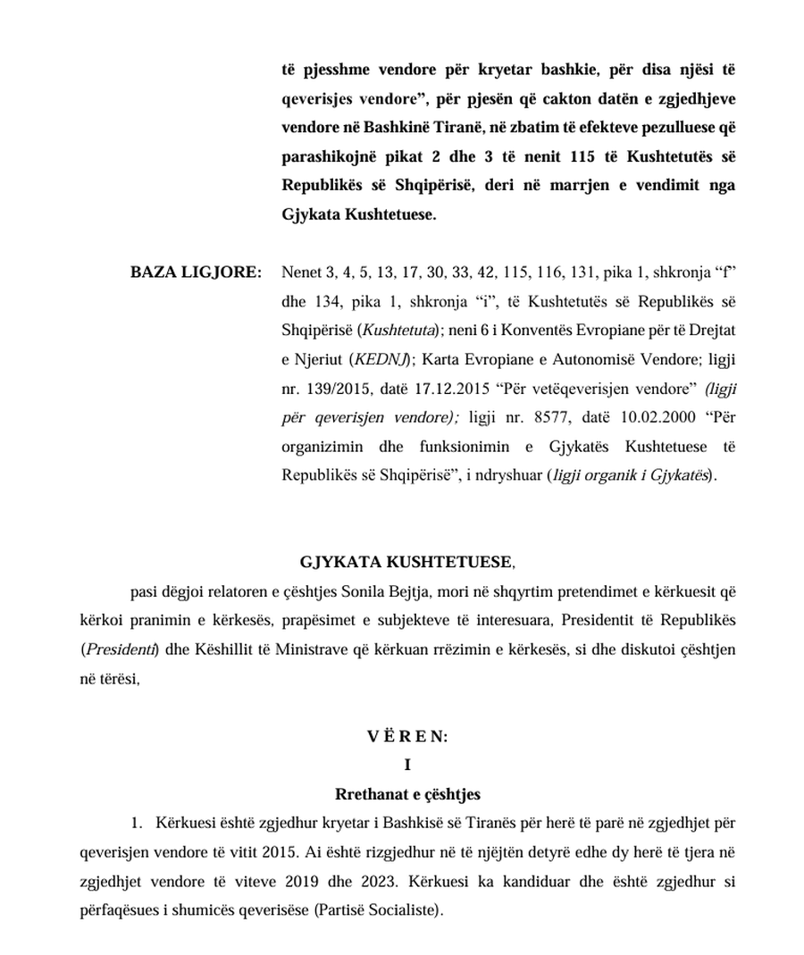 Rikthehu Veliajn n&euml; detyr&euml;, vendimi i plot&euml; i Kushtetueses: