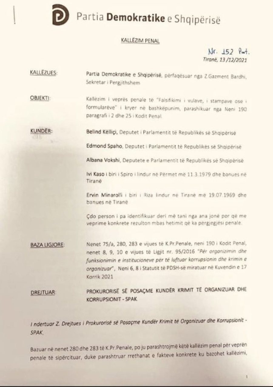 K&euml;lli&ccedil;i u pyet n&euml; SPAK p&euml;r 2 or&euml;, shkak padia e