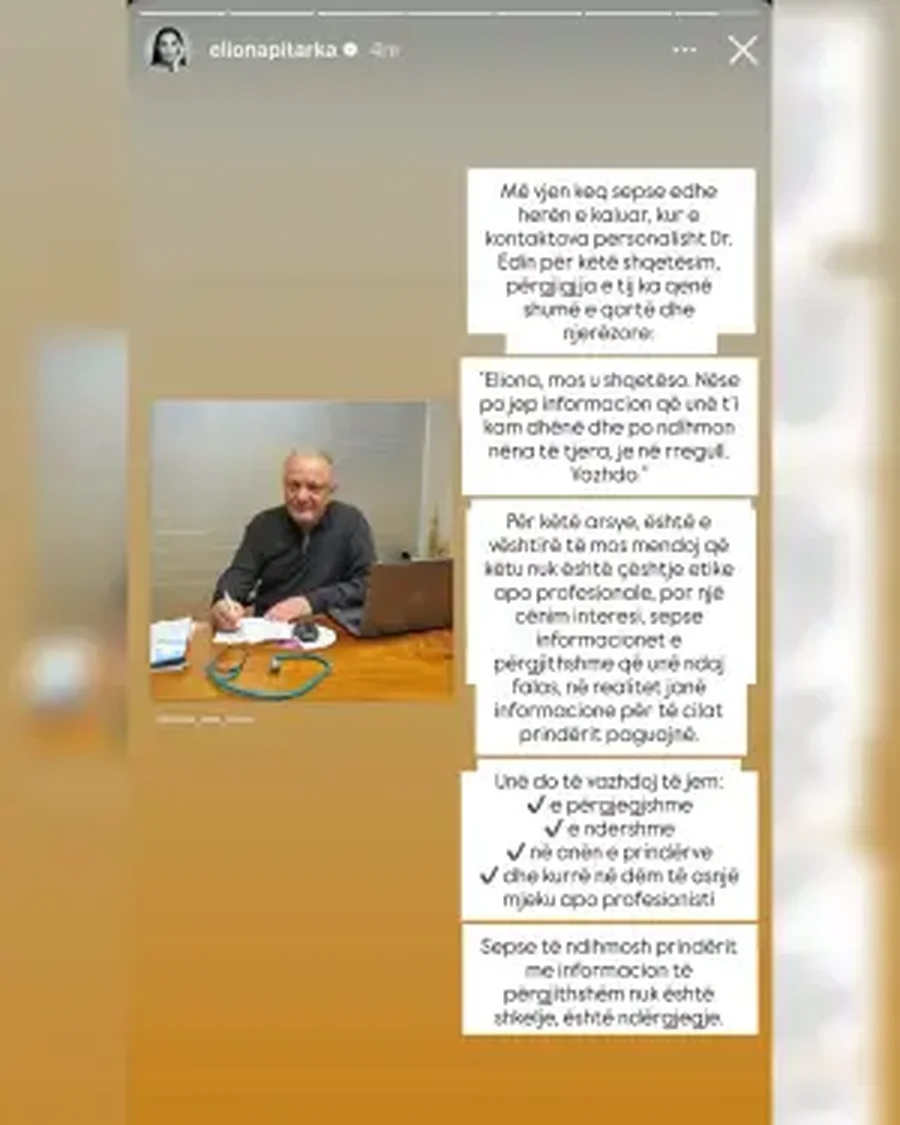 Reagimi i Eliona Pitark&euml;s pas akuzave t&euml; pediatrit t&euml; vajzave