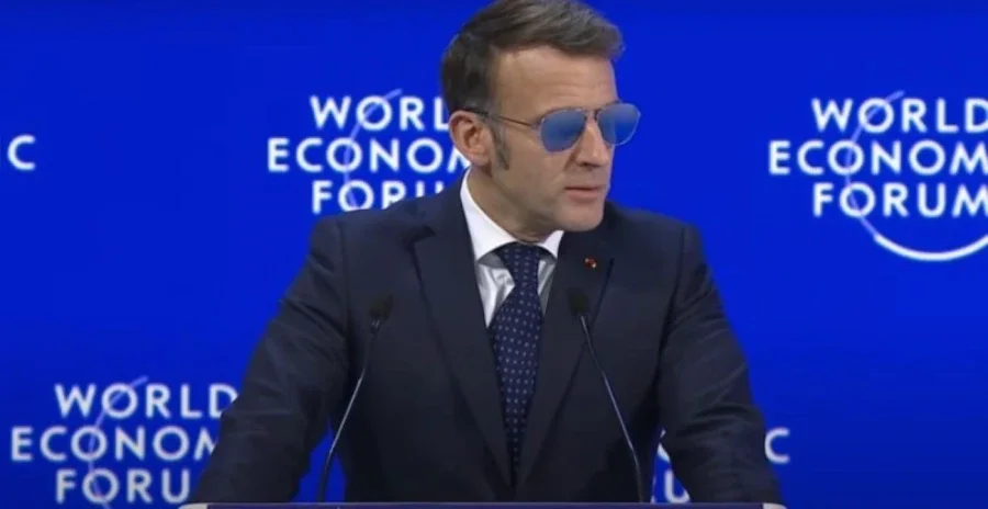 Macron: Fjalim n&euml; Davos me syze aviatori si "Top Gun"