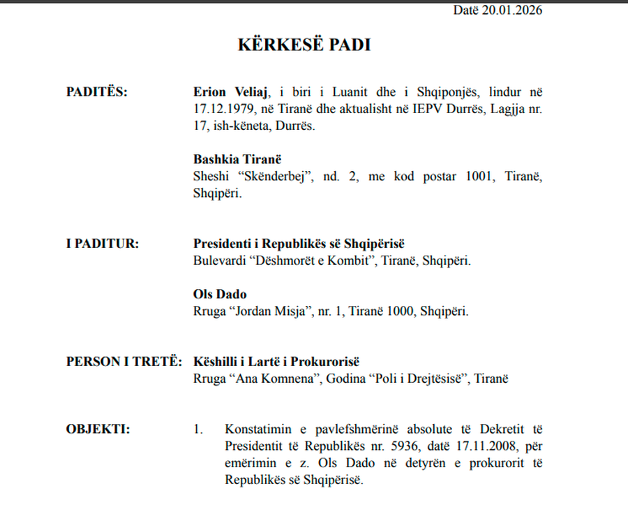 Veliaj padit institucionin e Presidentit dhe prokurorin Ols Dado! K&euml;rkon