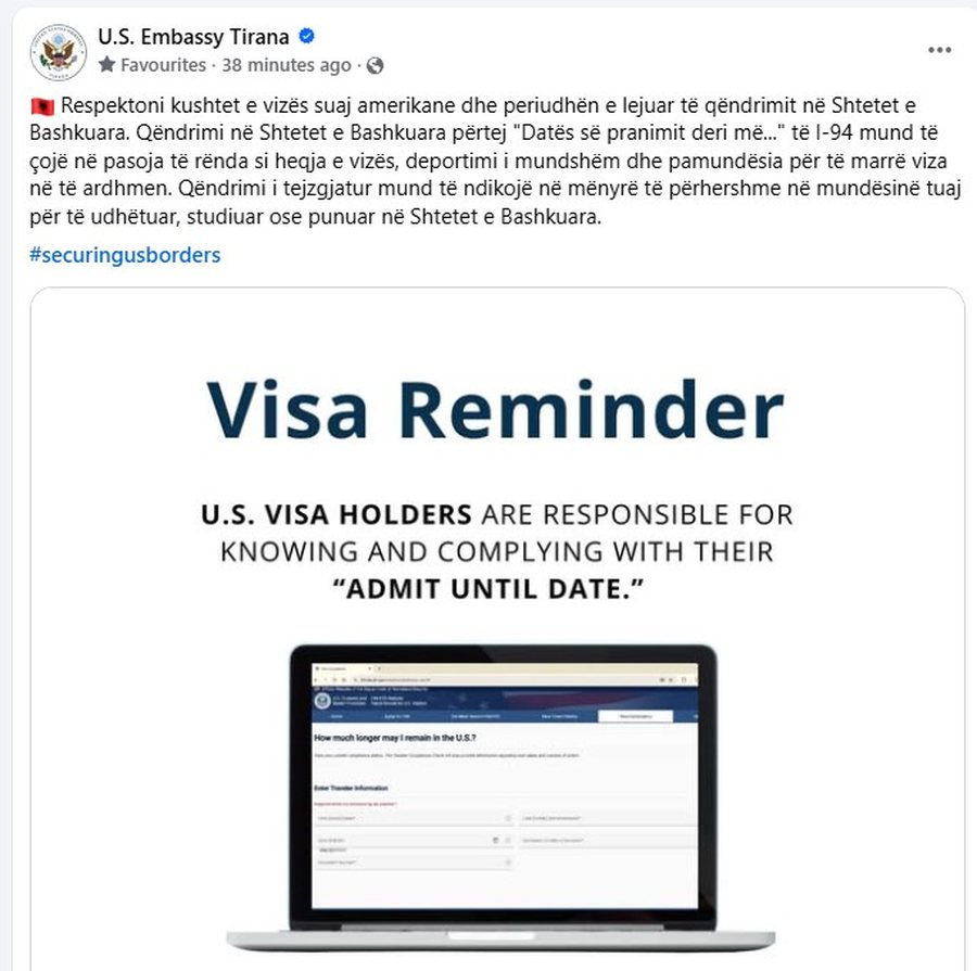 Ambasada e SHBA paralajm&euml;ron shqiptar&euml;t: Respektoni kushtet e