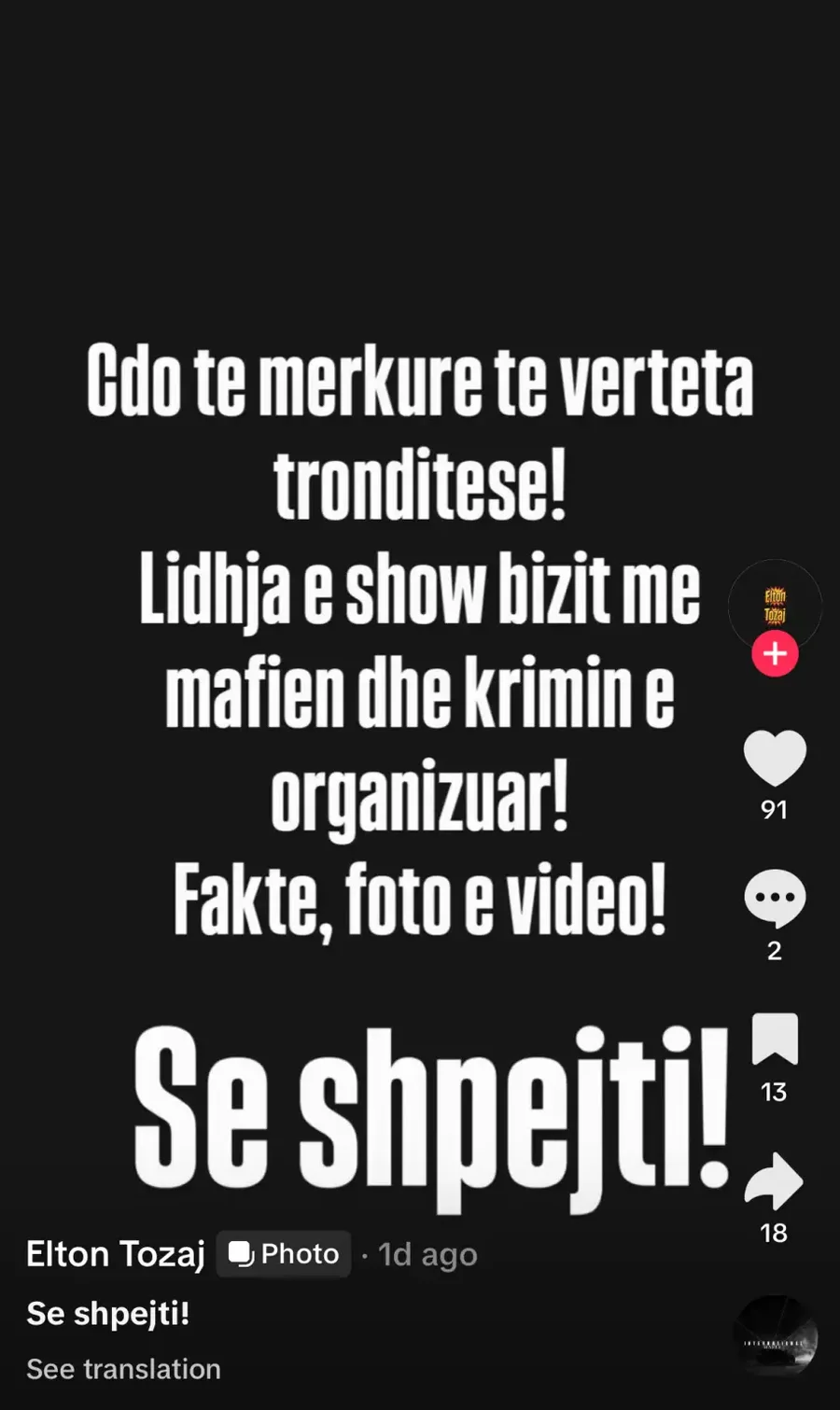 'Lidhja e showbizit me krimin', Elton Tozaj paralajm&euml;ron zbulime