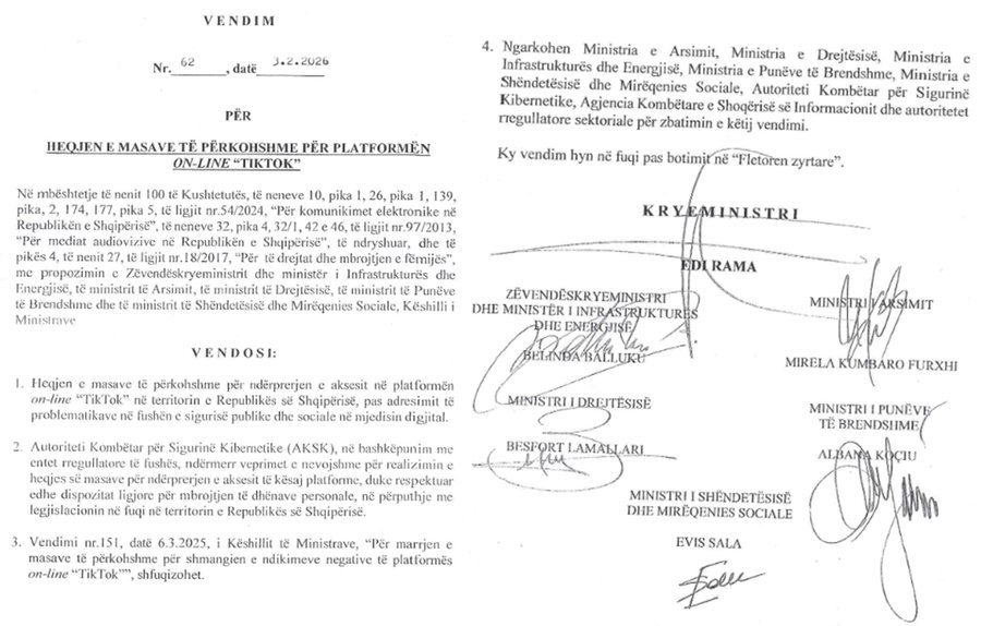 VENDIMI/ I bllokuar prej nj&euml; viti, qeveria hap rrjetin social TikTok