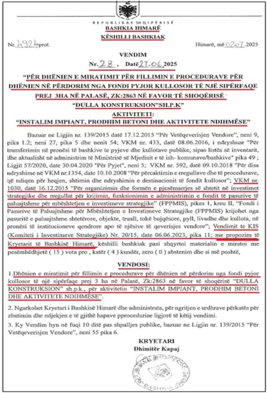 Tavo shpall &ldquo;investim strategjik&rdquo; prodhimin e betonit,  i jep 3 ha