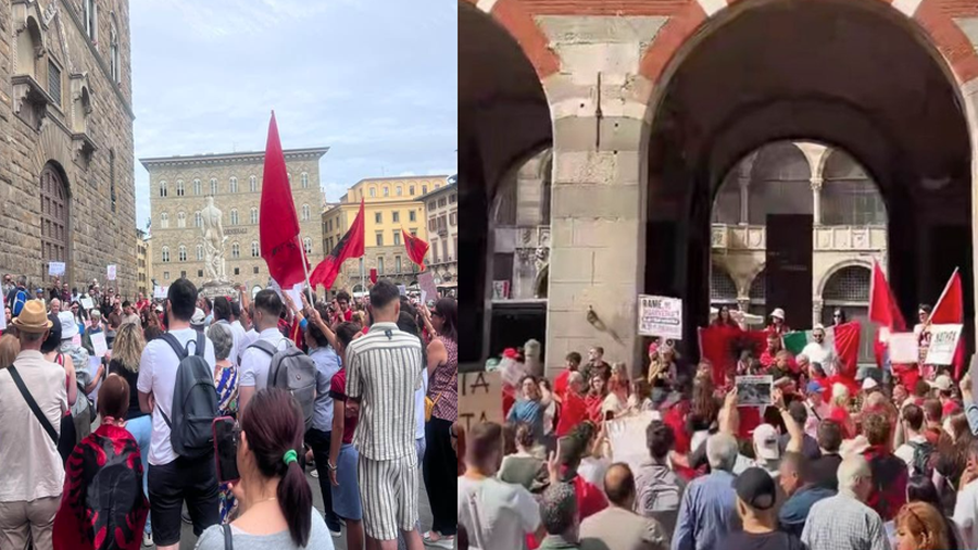 Diaspora shqiptare mbush rrug&euml;t e Milanos dhe Firences me protesta: Rama