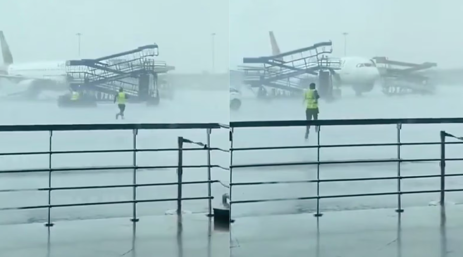 VIDEO/ Stuhia dëmton 3 avionë në aeroportin e Delhit,