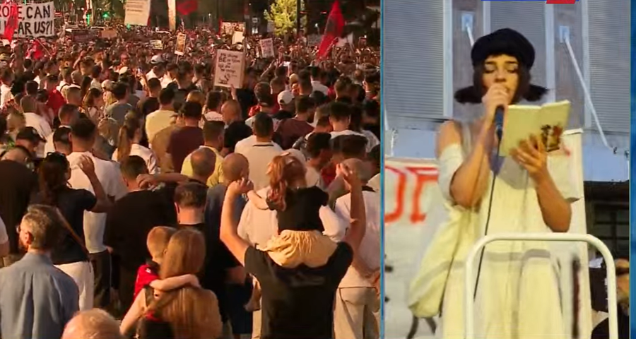 Gala Dragot merr fjalën në protestën masive në Tiranë:
