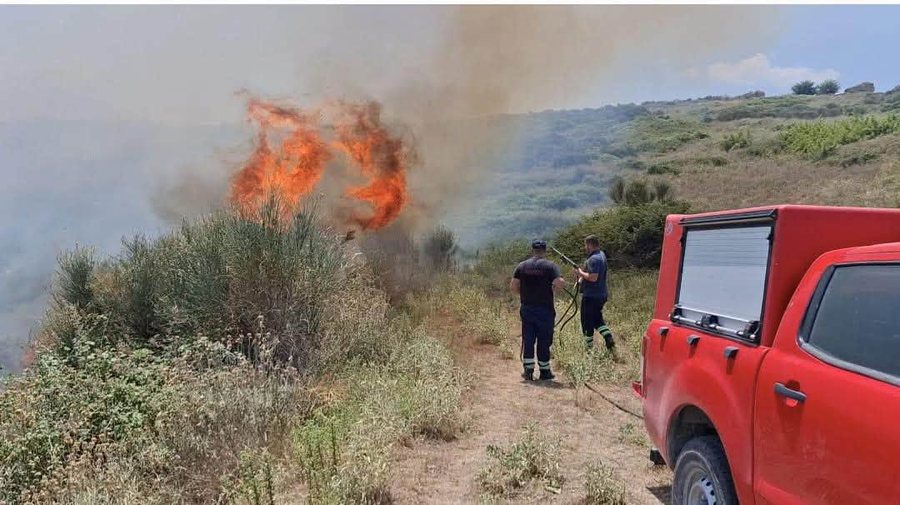 FOTO/ Neutralizohet zjarri pran&euml; Parkut Arkeologjik Bylis, Gonxhja