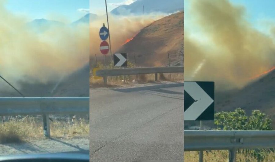 Zjarri p&euml;rfshin kodrat e Llamanit,  policia dhe Emergjencat Civile