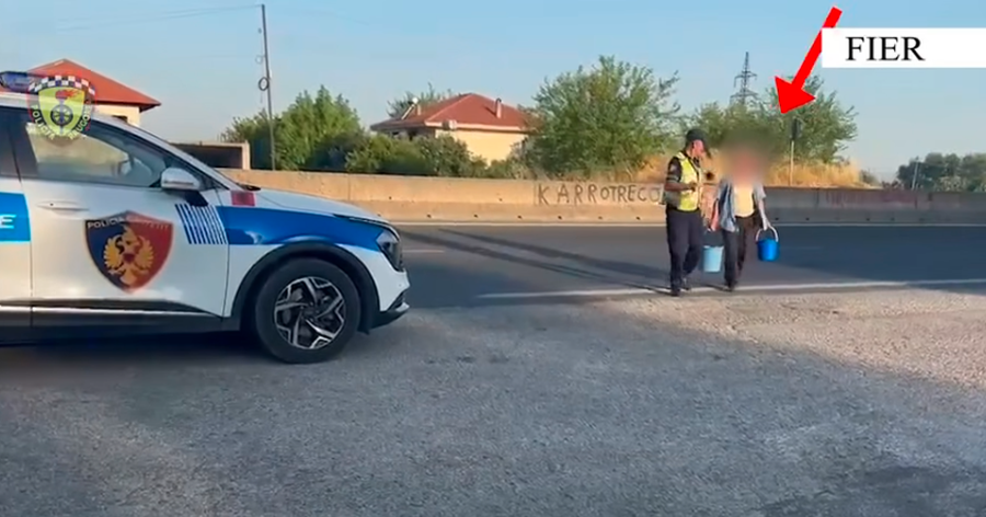 Hipnin mbi bordura p&euml;r t&euml; kaluar rrug&euml;n kryesore, policia e