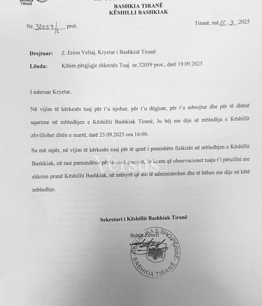 Veliaj kërkoi të ishte në mbledhjen e shkarkimit të tij,