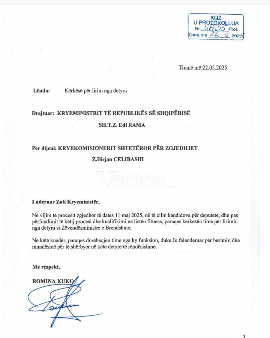 Pas zgjedhjeve të 11 Majit, Zv.Ministrja socialiste jep dorëheqjen nga
