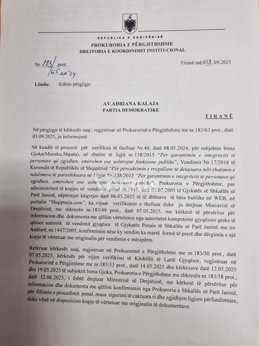 Dokumenti/ Gjyqtarja e d&euml;nuar n&euml; Greqi, prokuroria u vonua 5 muaj