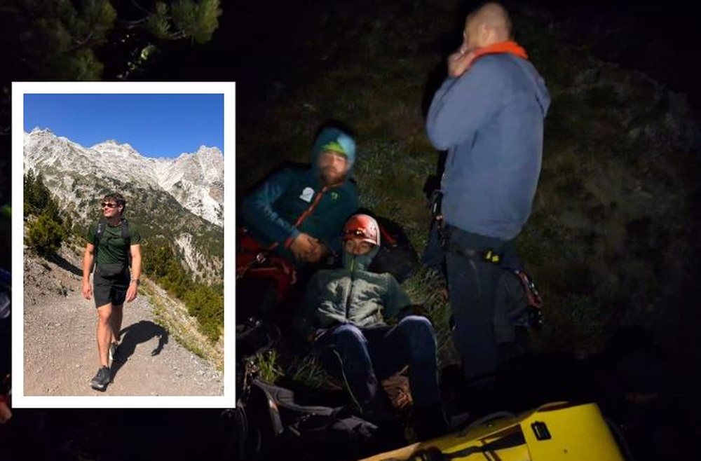 Rrëshqiti në një zonë të thepisur, turisti holandez