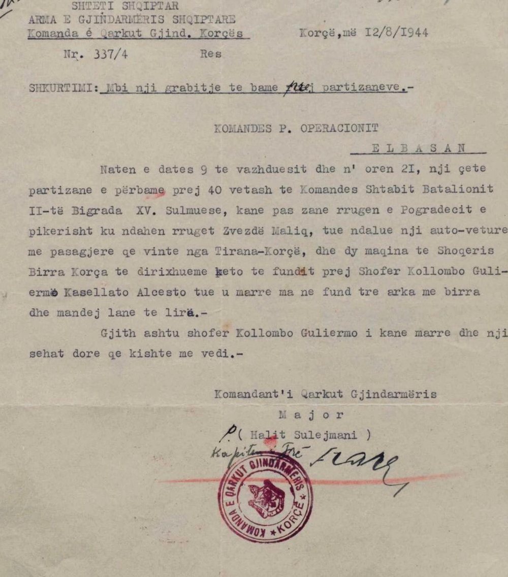 Grabitje nga forcat partizane në rrugën