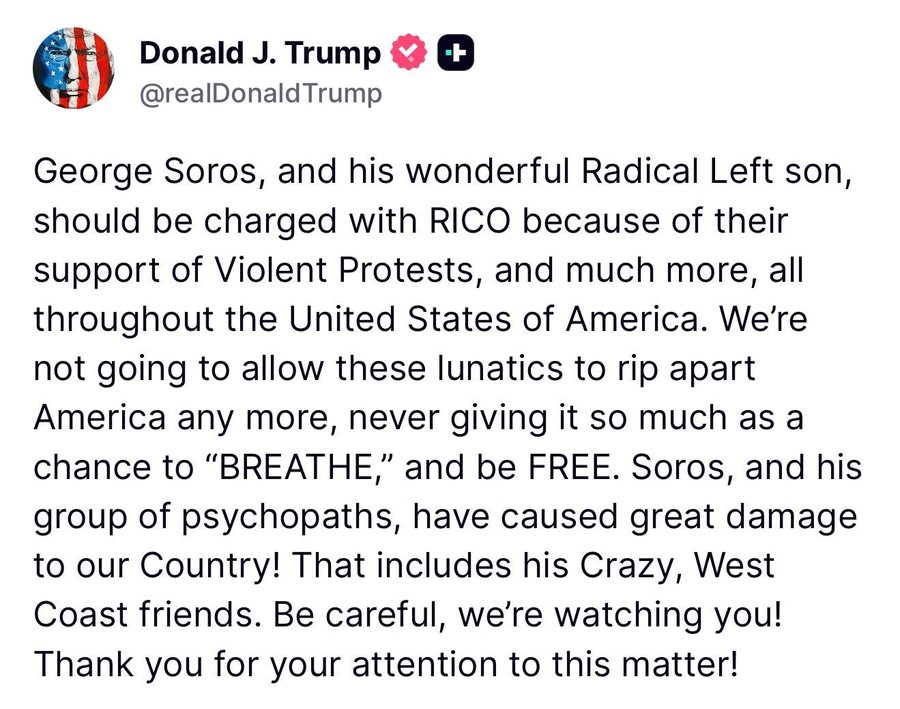Trump: Soros dhe djali i tij kanë gisht tek protestat në SHBA!