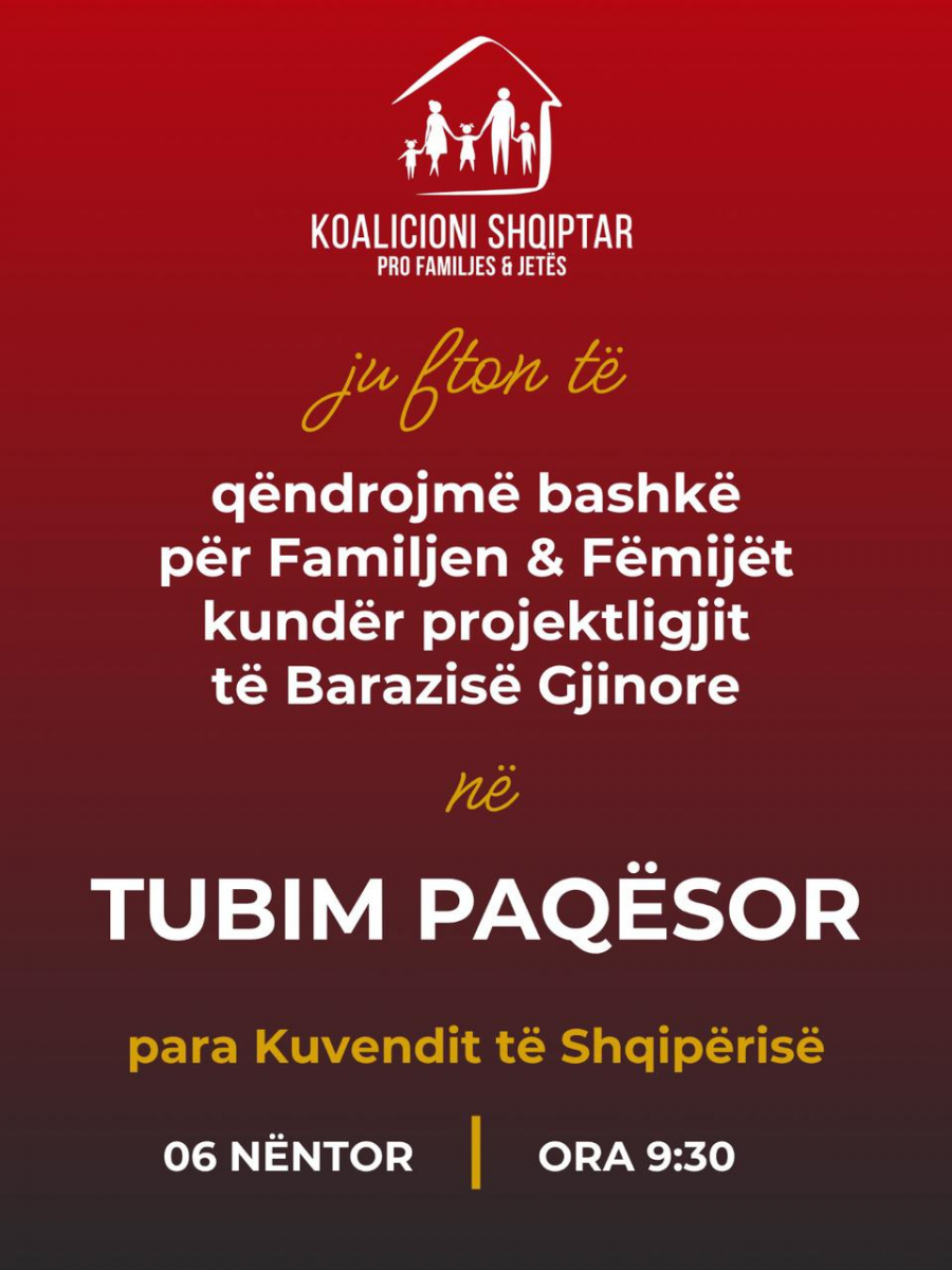 Koalicioni “Pro Familjes & Jetës” njofton protestë