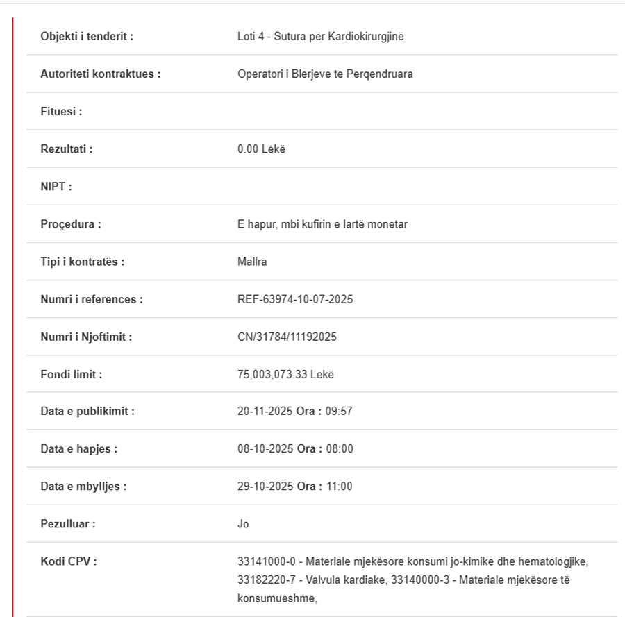 Klodian Allajbeu is declared the winner of the tender for cardiac surgery