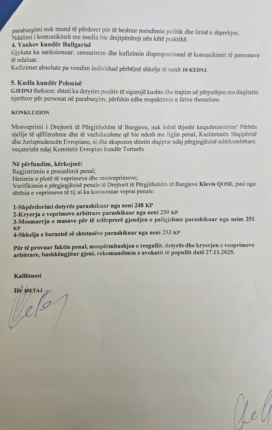 Meta kall&euml;zon n&euml; SPAK drejtorin e P&euml;rgjithsh&euml;m t&euml;