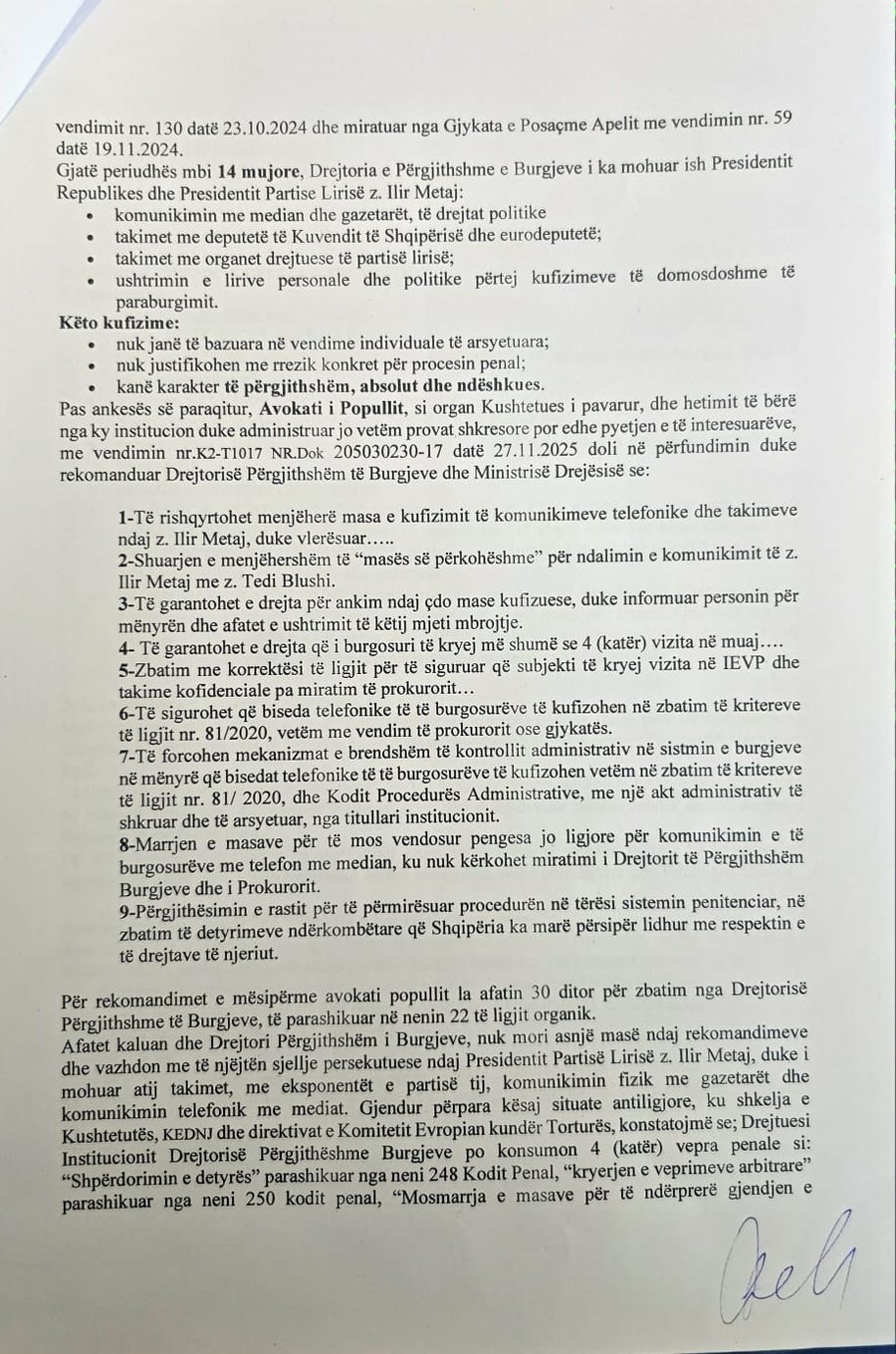 Meta kall&euml;zon n&euml; SPAK drejtorin e P&euml;rgjithsh&euml;m t&euml;