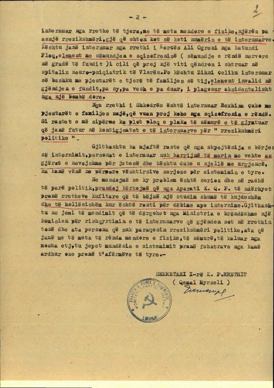 Internimi si mjet kontrolli: Dokumenti sekret i vitit 1963 drejtuar Hysni Kapos