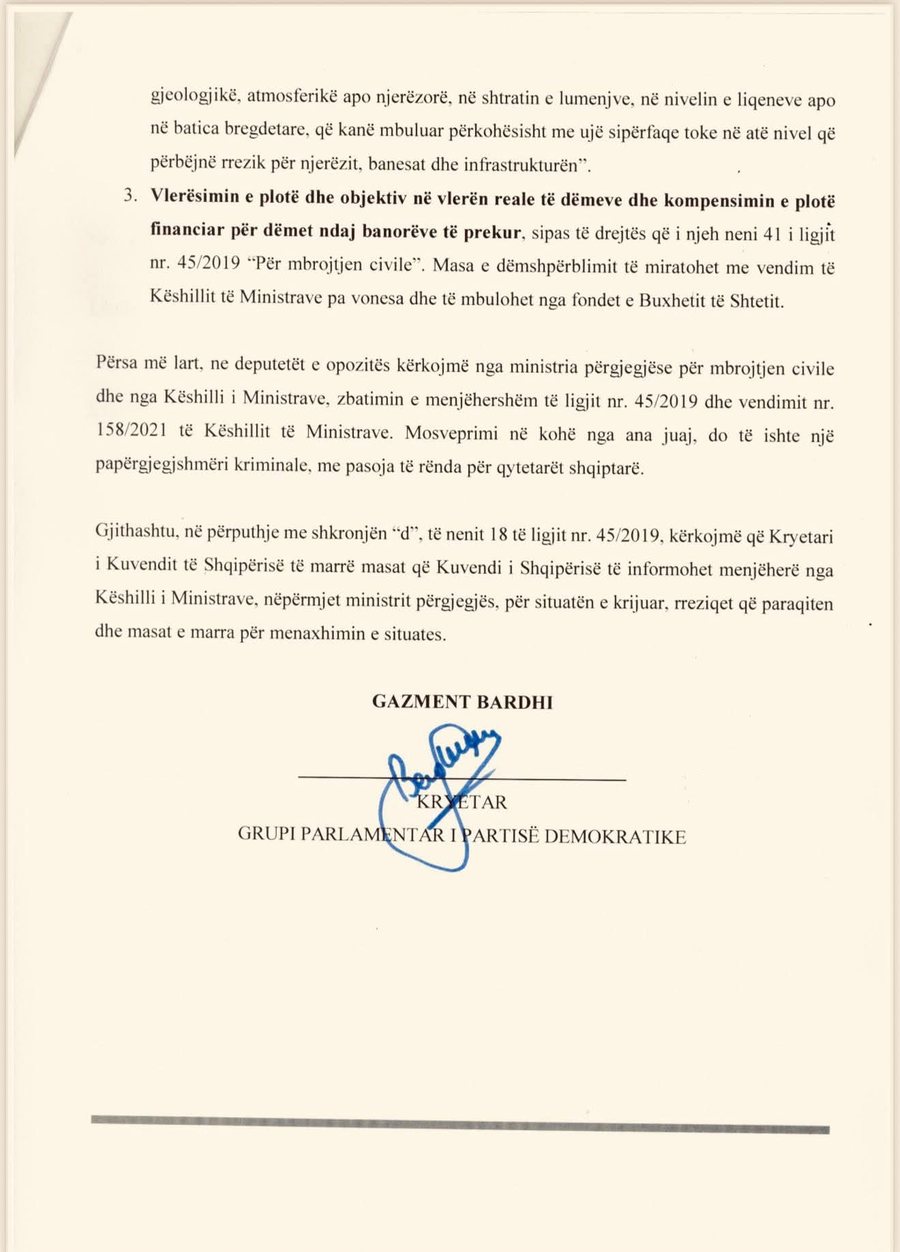 Gazment Bardhi: Qeveria t&euml; shpall&euml; menj&euml;her&euml; gjendjen e