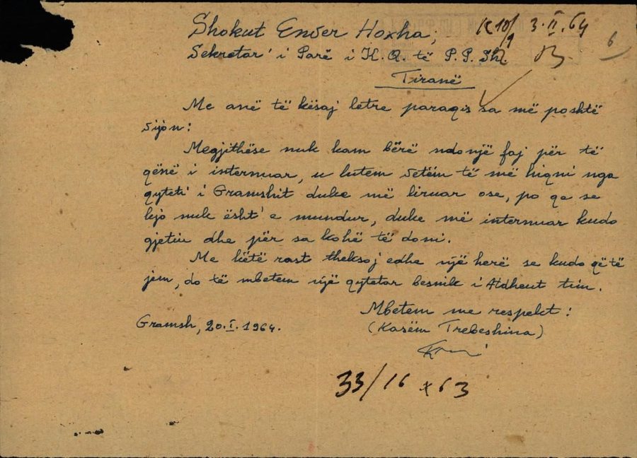 Kur Kasem Trebeshina sfidonte Enver Hoxh&euml;n dhe regjimin me letrat e tij