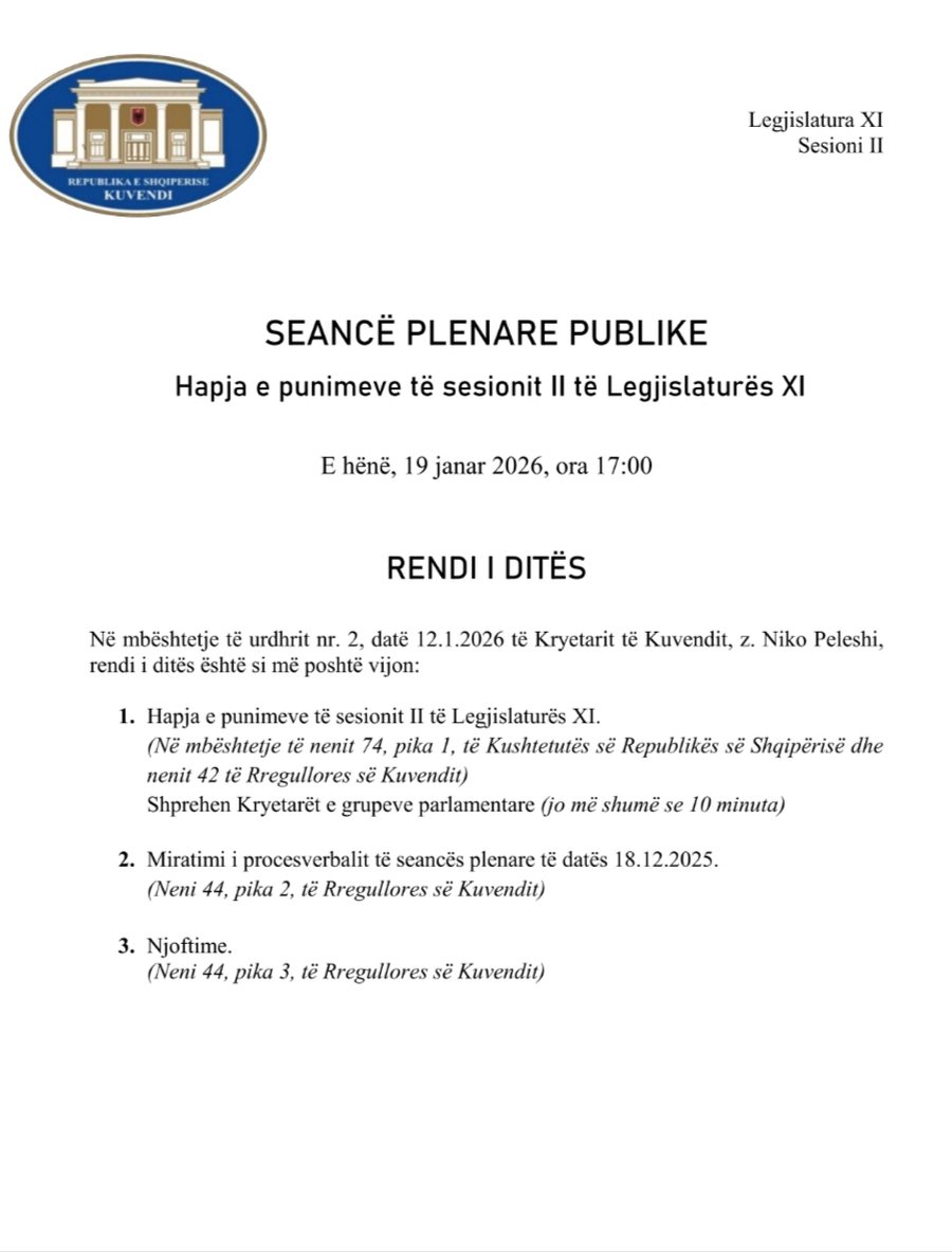 Rikthehet parlamenti, nes&euml;r pasdite seanca, PS -PD "bashk&euml;"